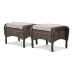 Canapé d'extérieur 7 places avec fauteuils pivotants et poufs - Marron