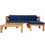 Ensemble de canapé d'angle d'extérieur 5 pièces avec coussins