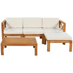 Ensemble de canapé d'angle d'extérieur 5 pièces avec coussins