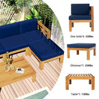 Ensemble de canapé d'angle d'extérieur 5 pièces avec coussins