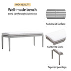 Ensemble de salle à manger d'extérieur 6 pièces en aluminium blanc mat avec coussins gris et trou pour parasol