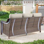 Ensemble de canapé et fauteuils de patio en rotin avec poufs - Marron