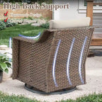 Ensemble de canapé et fauteuils de patio en rotin avec poufs - Marron