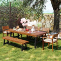 Ensemble de salle à manger d'extérieur 7 pièces en bois avec coussins amovibles et banc