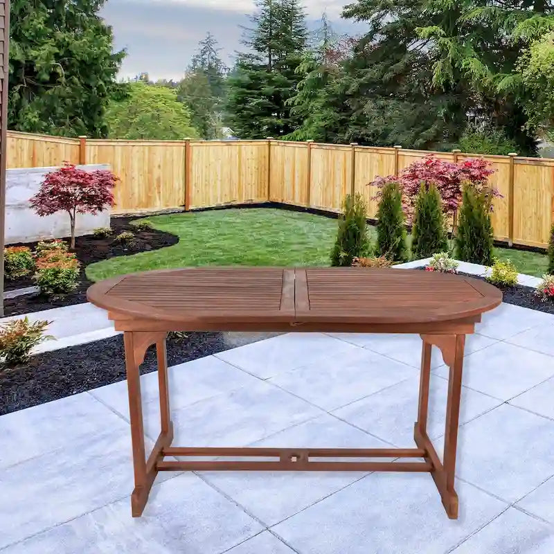 Table de salle à manger pliante ovale d'extérieur en bois d'acacia
