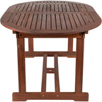 Table de salle à manger pliante ovale d'extérieur en bois d'acacia