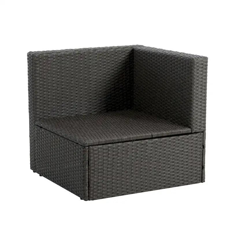 Ensemble 7 pièces de canapé en rotin PE saisonnier en osier avec canapé-méridienne