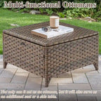 Ensemble de 4 fauteuils pivotants en osier avec ottoman pour extérieur - Marron