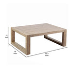 Table basse d'extérieur en bois, plateau à lattes, grise