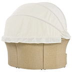Ensemble de lit de repos en rotin tressé pour terrasse avec auvent rétractable et oreillers