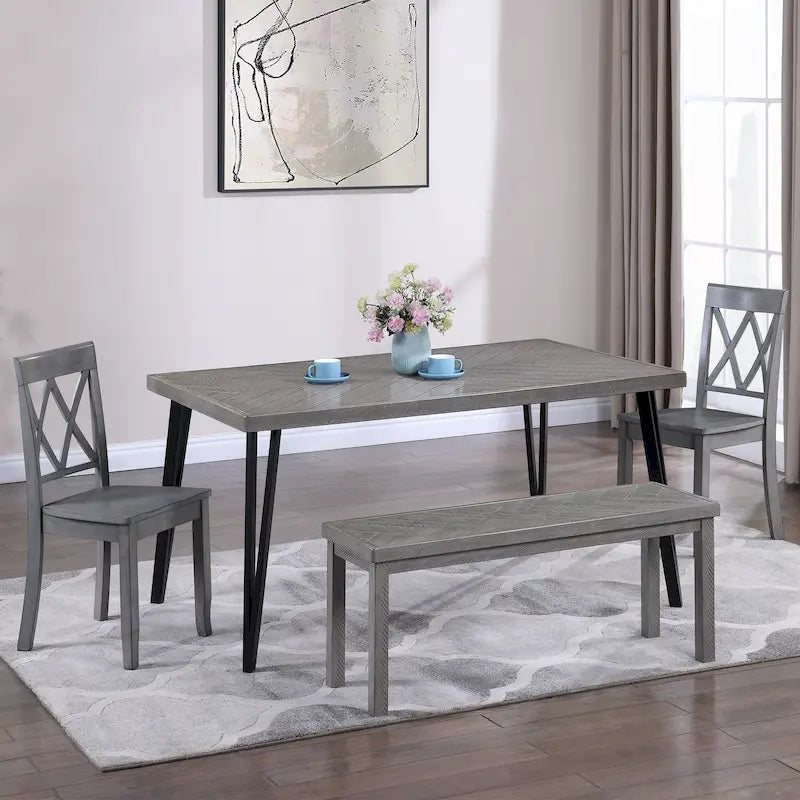 Chaises de salle à manger antiques en bois avec dossier en croix double X