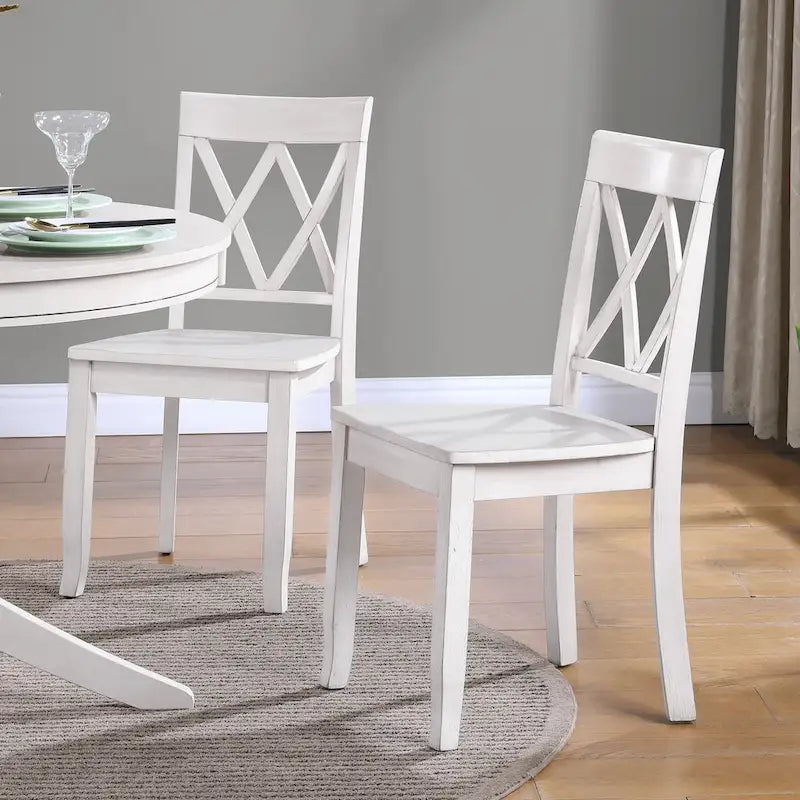 Antique Cross Back Wood Double X-Back Dining Chairs