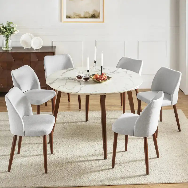 Melisa Upholstered Solid Wood Dining Chair Set of 6 by 
