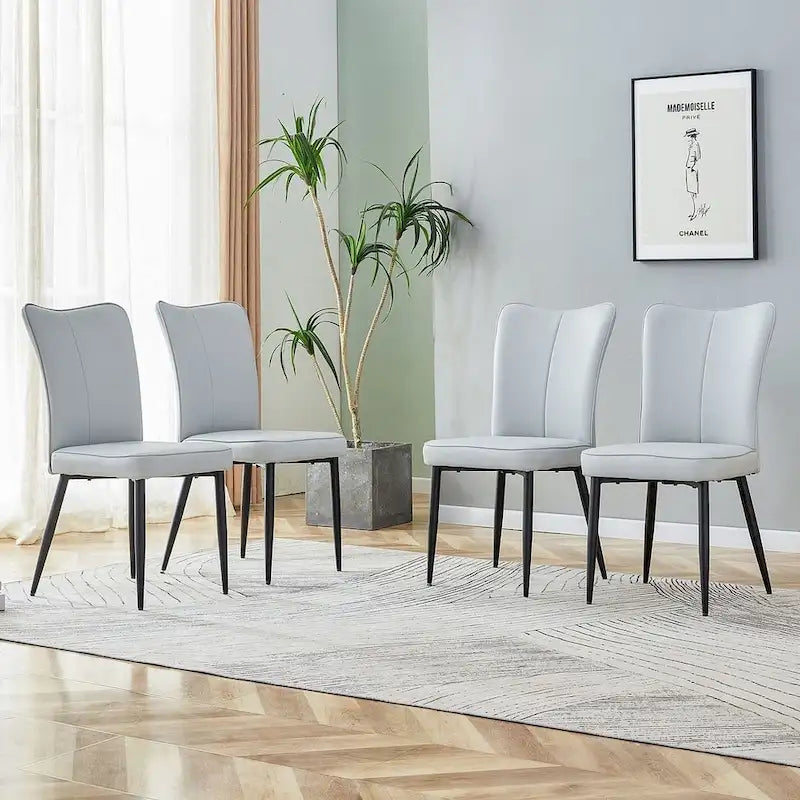 Modern PU Leather Minimalist Dining Chairs Set of 4