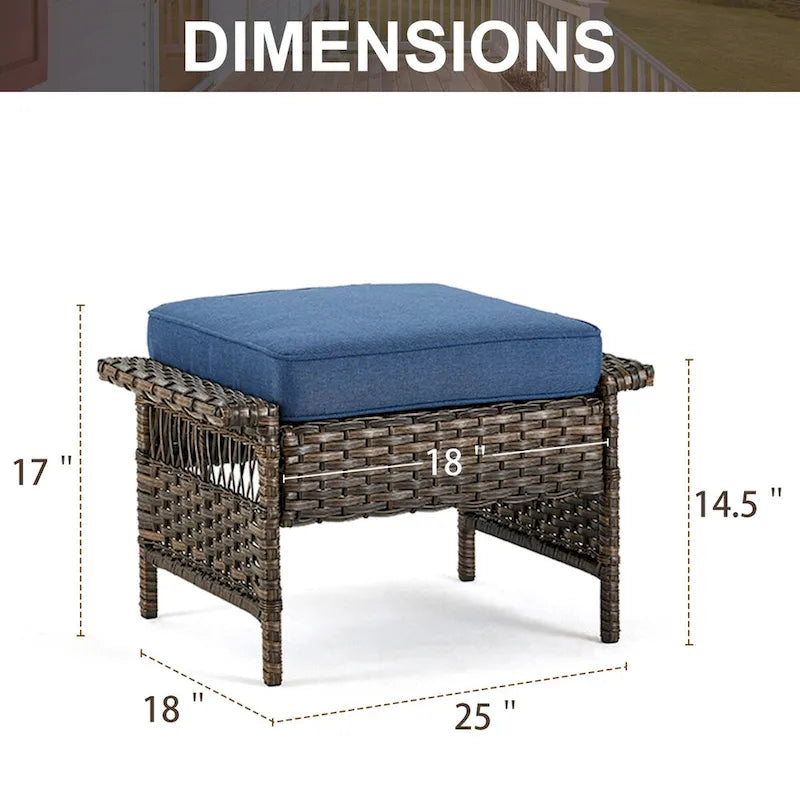 Gymojoy Ensemble de 5 pièces pour patio extérieur en osier avec fauteuils et pouf - Marron