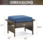 Gymojoy Ensemble de 5 pièces pour patio extérieur en osier avec fauteuils et pouf - Marron