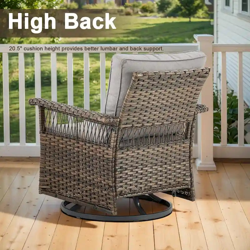 Gymojoy Ensemble de 5 pièces pour patio extérieur en osier avec fauteuils et pouf - Marron