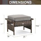 Gymojoy Ensemble de 5 pièces pour patio extérieur en osier avec fauteuils et pouf - Marron
