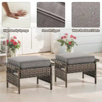 Gymojoy Ensemble de 5 pièces pour patio extérieur en osier avec fauteuils et pouf - Marron