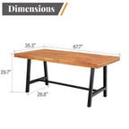 Ensemble de salle à manger d'extérieur MAISON ARTS avec table en bois d'acacia 7 pièces et chaises de salle à manger avec coussins en rotin