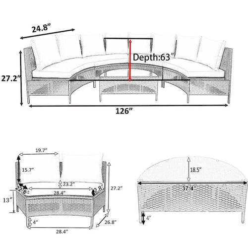 Ensemble de mobilier de jardin en rotin PE marron résistant aux intempéries, 5 pièces, ensemble de canapés modulaires d'extérieur