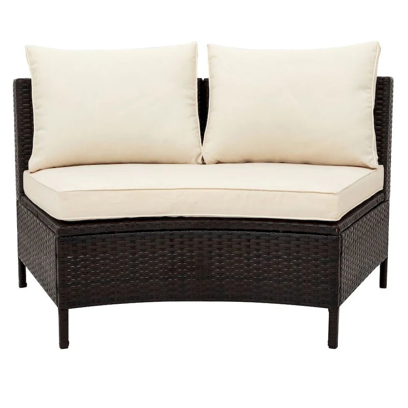 Ensemble de mobilier de jardin en rotin PE marron résistant aux intempéries, 5 pièces, ensemble de canapés modulaires d'extérieur