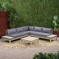 Ensemble de canapé d'angle 5 places en bois d'acacia et osier pour extérieur