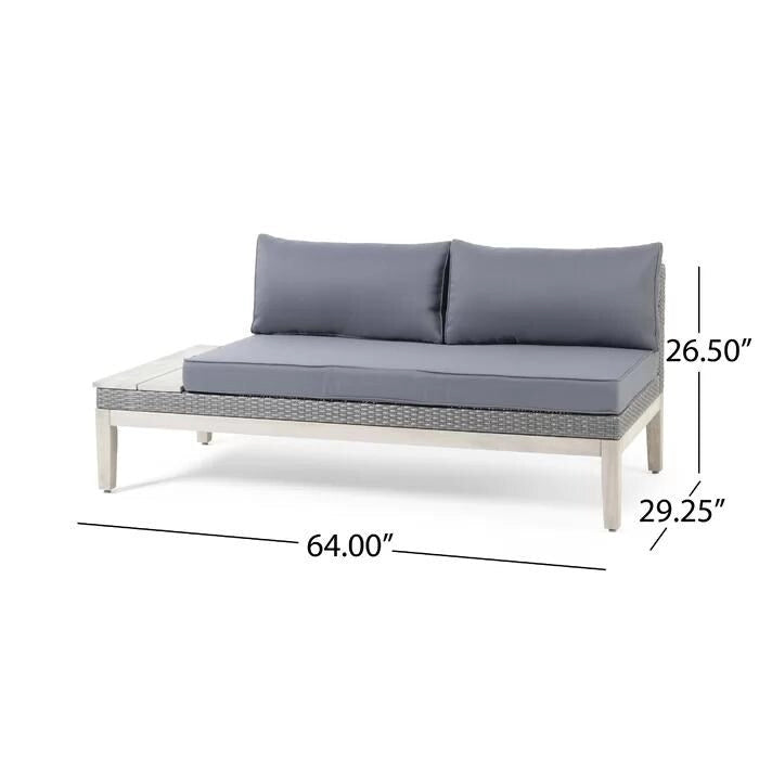 Ensemble de canapé d'angle 5 places en bois d'acacia et osier pour extérieur