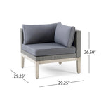 Ensemble de canapé d'angle 5 places en bois d'acacia et osier pour extérieur