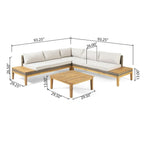 Ensemble de canapé d'angle 5 places en bois d'acacia et osier pour extérieur