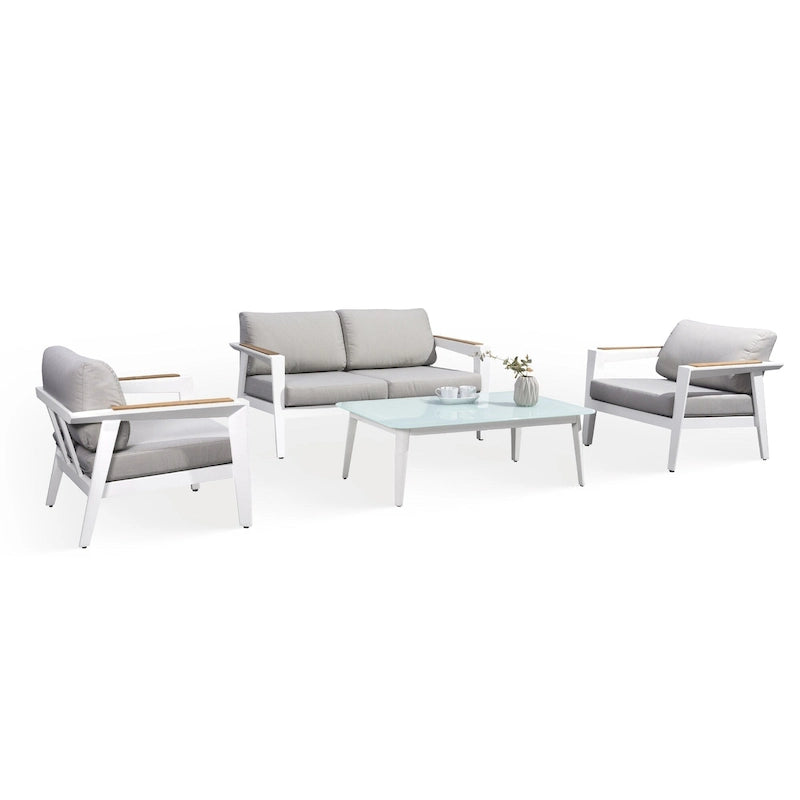 Ensemble de conversation de jardin 4 pièces Island Retreat Newport - Gris