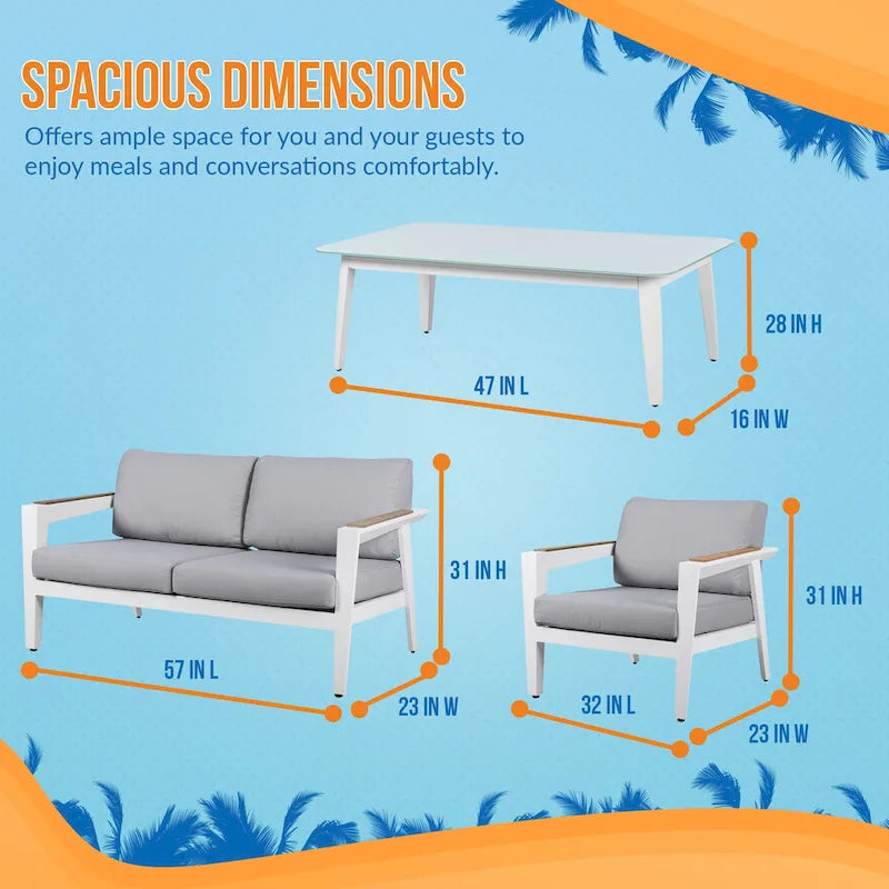 Ensemble de conversation de jardin 4 pièces Island Retreat Newport - Gris