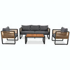 Ensemble de conversation avec canapé pour 5 personnes, mobilier d'extérieur avec coussins amovibles