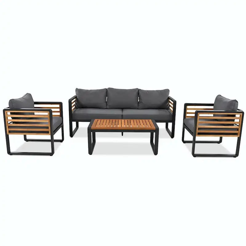 Ensemble de conversation avec canapé pour 5 personnes, mobilier d'extérieur avec coussins amovibles