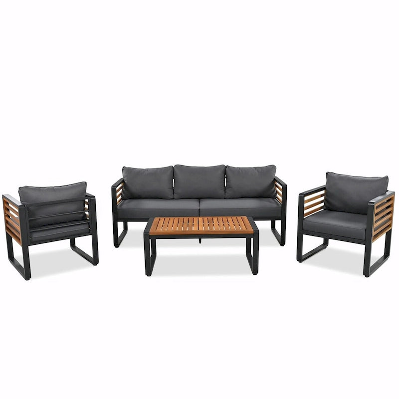 Ensemble de conversation avec canapé pour 5 personnes, mobilier d'extérieur avec coussins amovibles