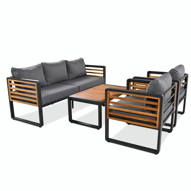 Ensemble de conversation avec canapé pour 5 personnes, mobilier d'extérieur avec coussins amovibles