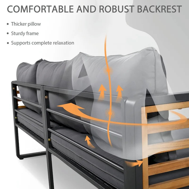 Ensemble de conversation avec canapé pour 5 personnes, mobilier d'extérieur avec coussins amovibles