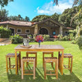 Chic Teak 7 Piece Teak Wood Antigua Patio Counter Height Bistro Set with 63 Rectangular Table and 6 Stools