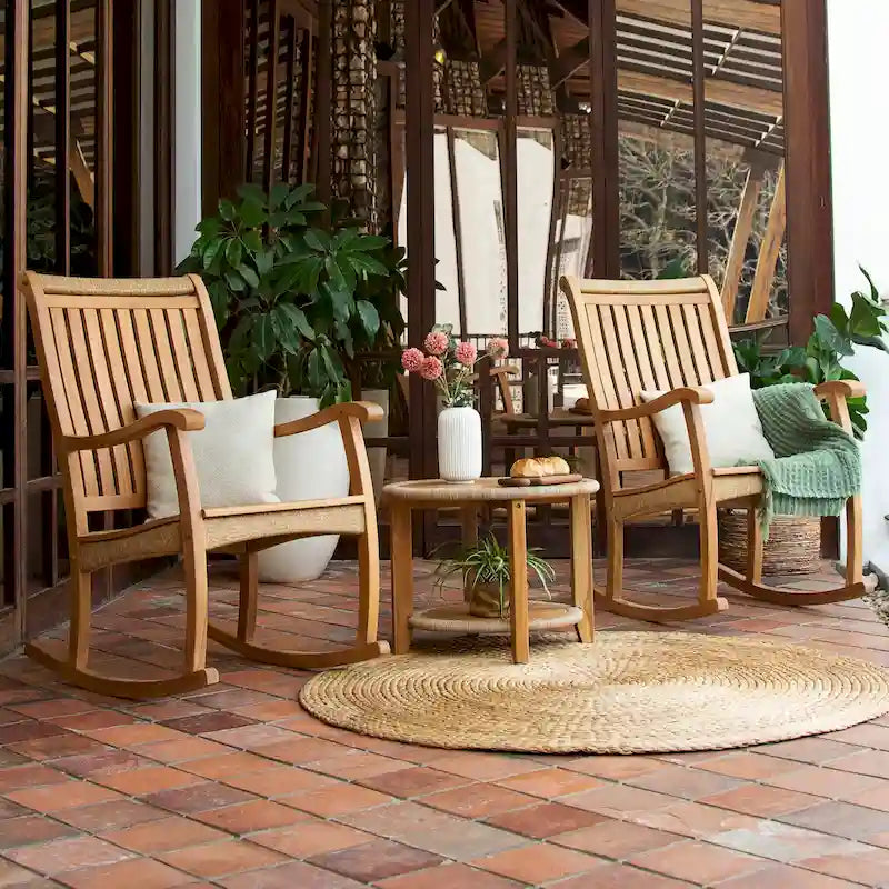 Cambridge Casual Marrakesh – Ensemble de 3 fauteuils à bascule d'extérieur en teck