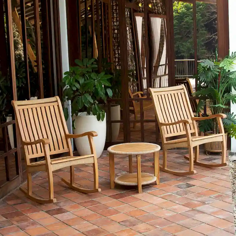 Cambridge Casual Marrakesh – Ensemble de 3 fauteuils à bascule d'extérieur en teck