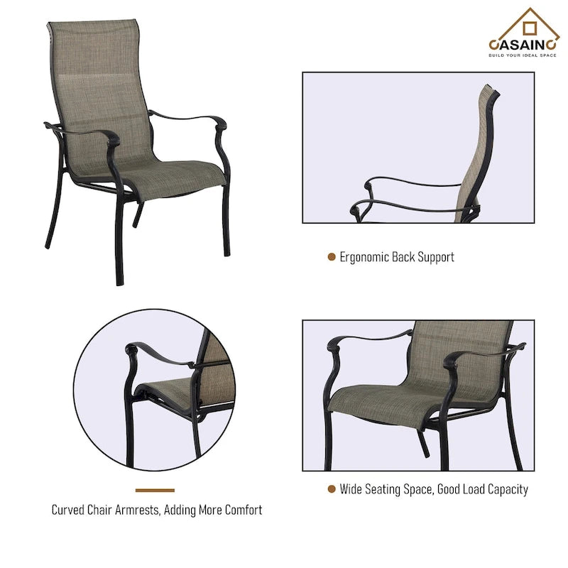 Chaise de salle à manger en aluminium moulé avec textilène, lot de 4