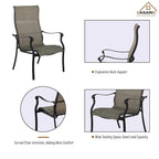 Chaise de salle à manger en aluminium moulé avec textilène, lot de 4
