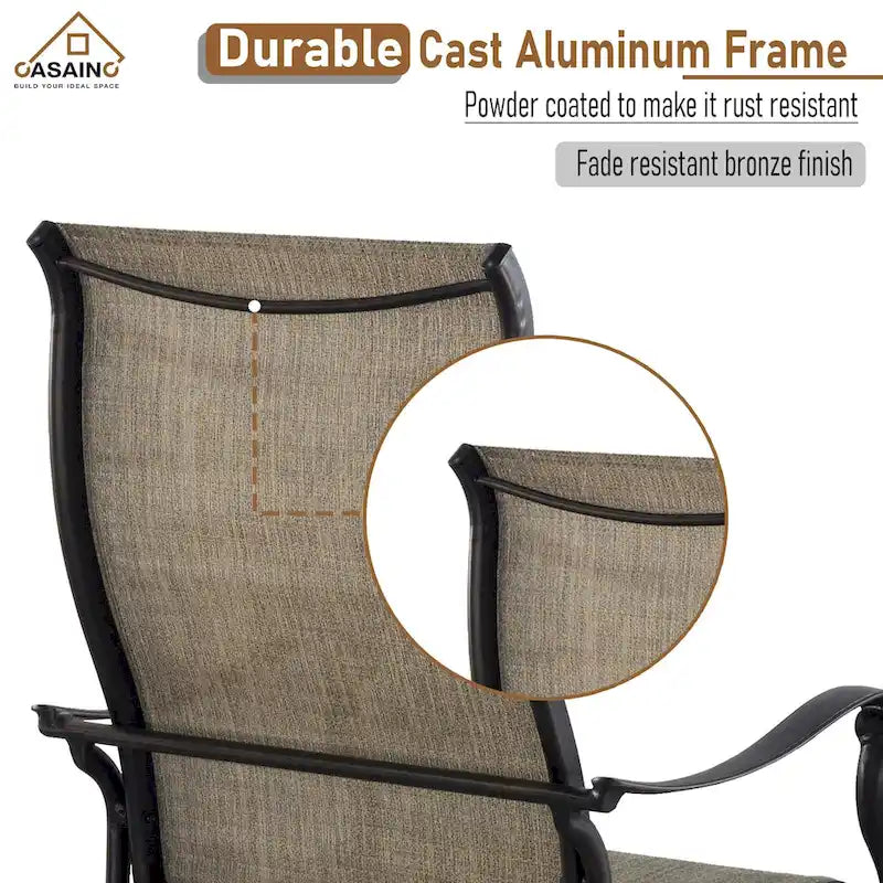 Chaise de salle à manger en aluminium moulé avec textilène, lot de 4