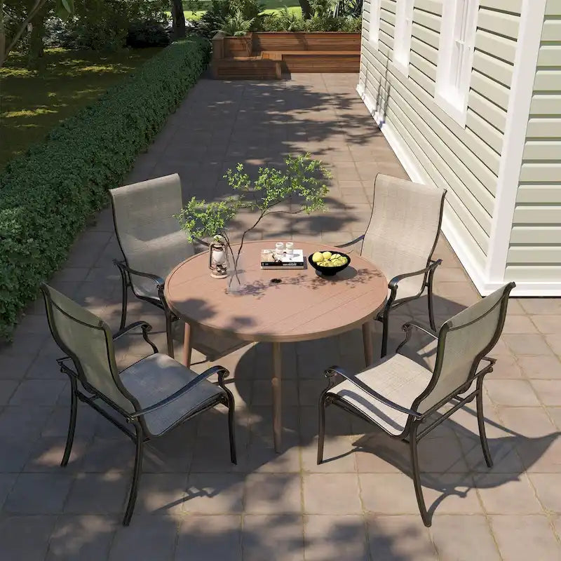 Chaise de salle à manger en aluminium moulé avec textilène, lot de 4