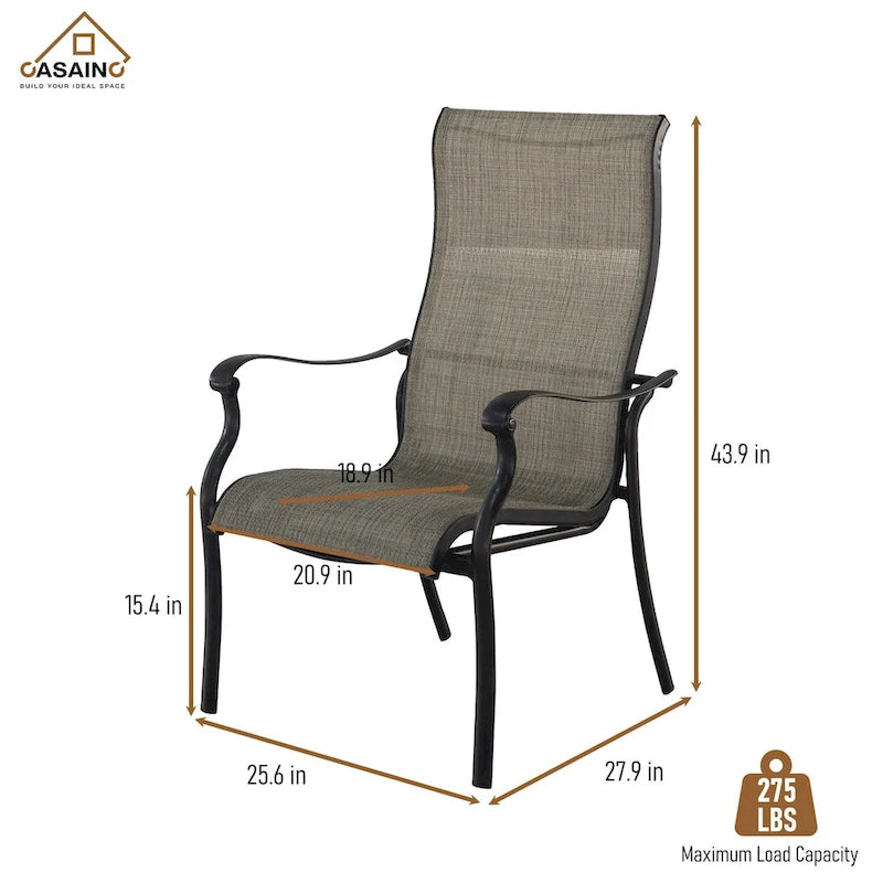 Chaise de salle à manger en aluminium moulé avec textilène, lot de 4