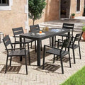 Ensemble de salle à manger d'extérieur 5/7 pièces avec chaises empilables en aluminium et 1 table rectangulaire extensible