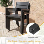 Ensemble de salle à manger d'extérieur 5/7 pièces avec chaises empilables en aluminium et 1 table rectangulaire extensible
