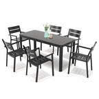 Ensemble de salle à manger d'extérieur 5/7 pièces avec chaises empilables en aluminium et 1 table rectangulaire extensible