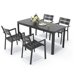 Ensemble de salle à manger d'extérieur 5/7 pièces avec chaises empilables en aluminium et 1 table rectangulaire extensible