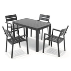 Ensemble de salle à manger d'extérieur 5/7 pièces avec chaises empilables en aluminium et 1 table rectangulaire extensible